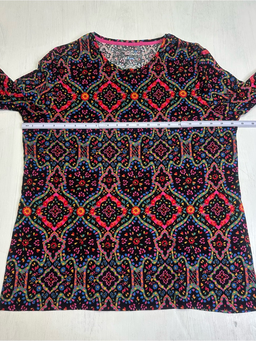 Croft & Barrow XL Classic Tee Boho Floral Geometric Print Long Sleeve Colorful - Picture 4 of 8